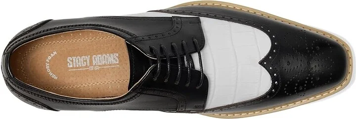 Stacy Adams Beaumont Wing Tip Lace-Up Men's Lace Up Wing Tip Shoes Black and White : 7.5 M, Leather - Image 2
