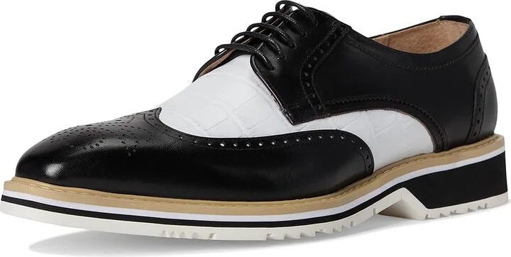 Stacy Adams Beaumont Wing Tip Lace-Up Men's Lace Up Wing Tip Shoes Black and White : 7.5 M, Leather - Image 5