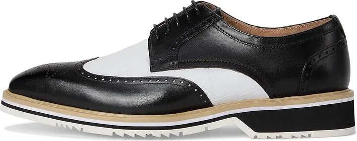 Stacy Adams Beaumont Wing Tip Lace-Up Men's Lace Up Wing Tip Shoes Black and White : 7.5 M, Leather - Image 6