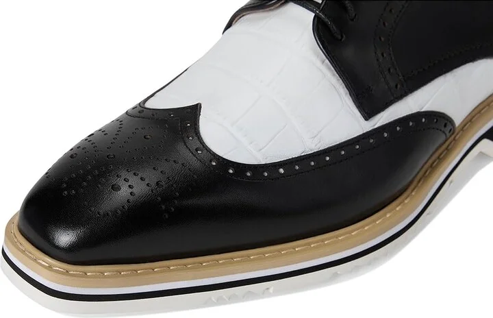 Stacy Adams Beaumont Wing Tip Lace-Up Men's Lace Up Wing Tip Shoes Black and White : 7.5 M, Leather - Image 7