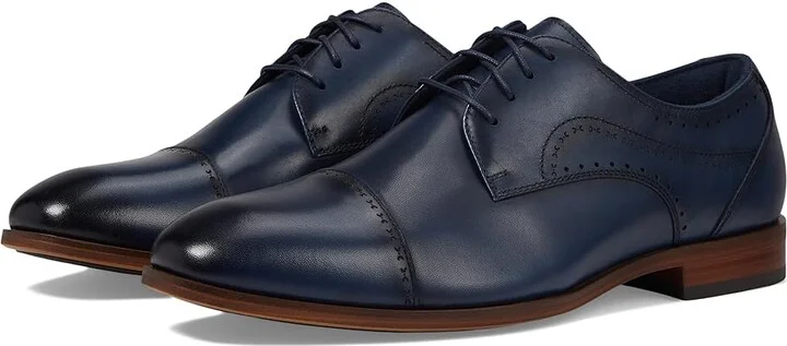 Stacy Adams Bryant Cap Toe Lace-Up Men's Lace Up Wing Tip Shoes Navy : 8.5 M, Leather