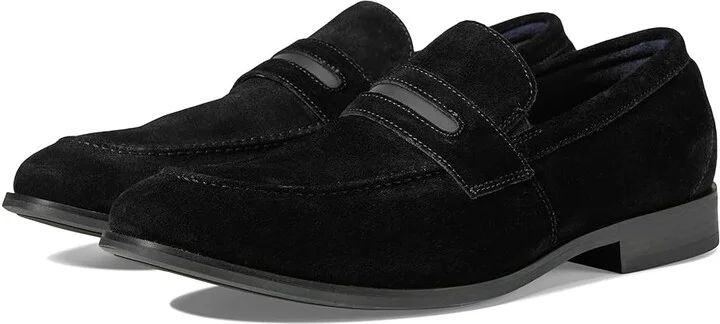 Stacy Adams Burke Penny Slip-On Men's Lace Up Wing Tip Shoes Black Suede : 9.5 M