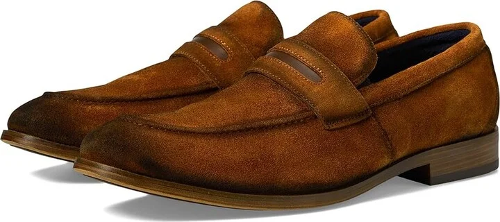 Stacy Adams Burke Penny Slip-On Men's Lace Up Wing Tip Shoes Copper : 8.5 M, Suede