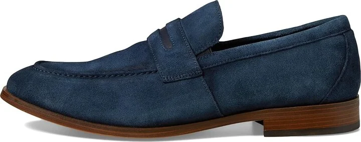 Stacy Adams Burke Penny Slip-On Men's Lace Up Wing Tip Shoes Navy Suede : 7.5 M - Image 6