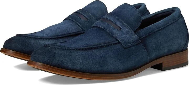 Stacy Adams Burke Penny Slip-On Men's Lace Up Wing Tip Shoes Navy Suede : 7.5 M