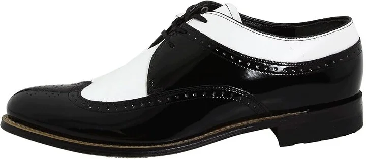 Stacy Adams Dayton - Wingtip Men's Shoes Black w/ White : 7 D - Medium, Leather - Image 7