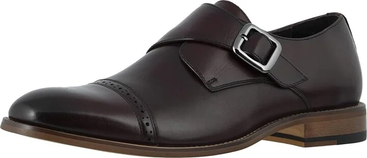 Stacy Adams Desmond Cap-Toe Monk-Strap Loafer Men's Shoes Burgundy : 8 D - Medium, Leather - Image 2