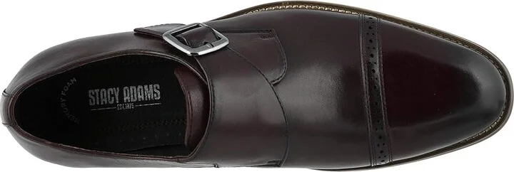 Stacy Adams Desmond Cap-Toe Monk-Strap Loafer Men's Shoes Burgundy : 8 D - Medium, Leather - Image 3