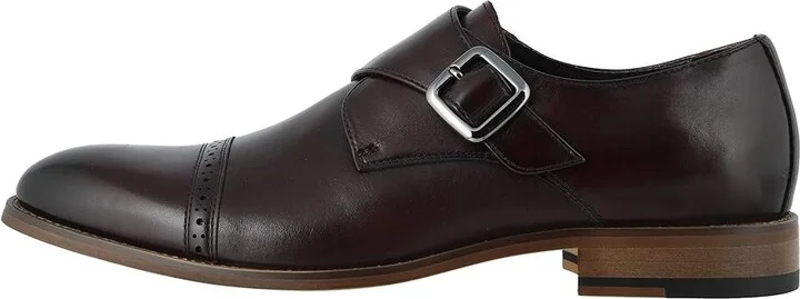 Stacy Adams Desmond Cap-Toe Monk-Strap Loafer Men's Shoes Burgundy : 8 D - Medium, Leather - Image 7