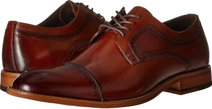 Stacy Adams Dickinson Cap Toe Oxford Men's Lace Up Cap Toe Shoes Cognac : 8 D - Medium, Leather