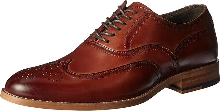 Stacy Adams Dunbar Wingtip Oxford Men's Shoes Cognac : 7 D - Medium, Leather - Image 2