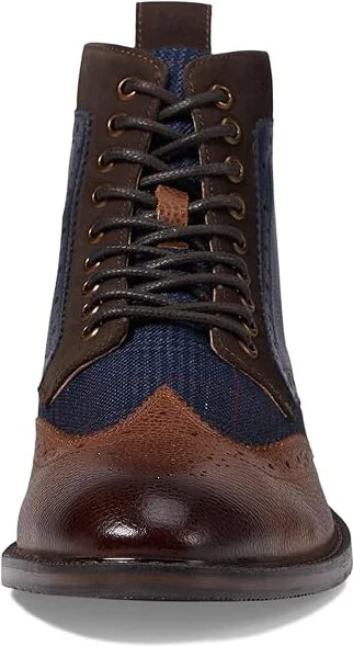 Stacy Adams Finnegan Wing Tip Boot Men's Boots Navy/Cognac : 8 M, Leather - Image 2