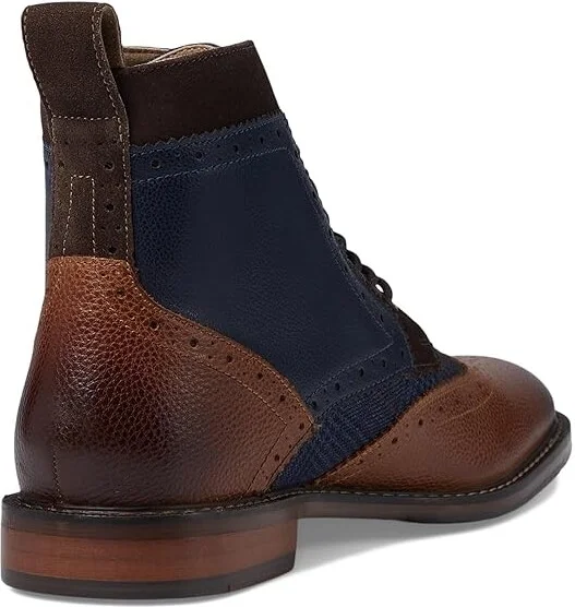 Stacy Adams Finnegan Wing Tip Boot Men's Boots Navy/Cognac : 8 M, Leather - Image 4