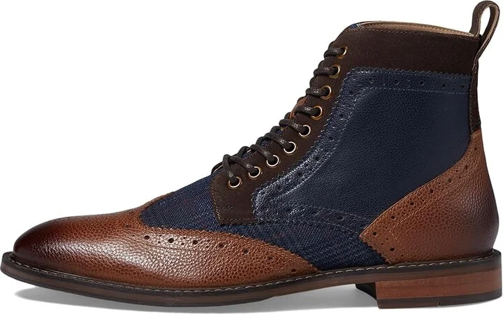 Stacy Adams Finnegan Wing Tip Boot Men's Boots Navy/Cognac : 8 M, Leather - Image 5