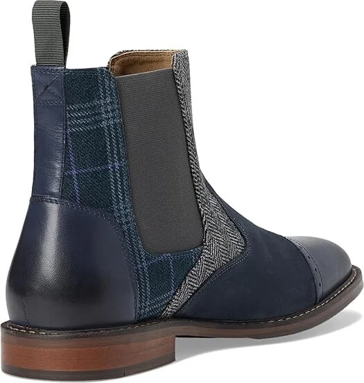 Stacy Adams Finney Cap Toe Chelsea Boot Men's Boots Navy : 7 M, Leather/Textile - Image 4