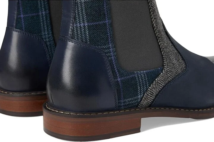 Stacy Adams Finney Cap Toe Chelsea Boot Men's Boots Navy : 7 M, Leather/Textile - Image 7