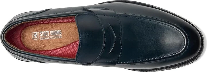 Stacy Adams Hayes Penny Slip-On Men's Shoes Navy : 9 M, Leather - Image 2