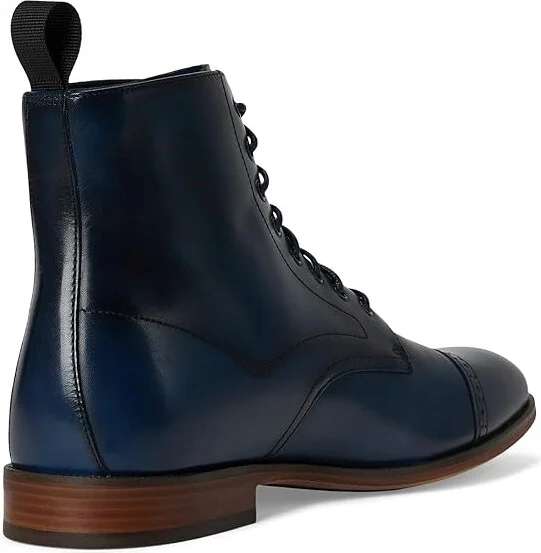 Stacy Adams Henry Cap Toe Lace-Up Boot Men's Boots Navy : 10 M, Leather - Image 4
