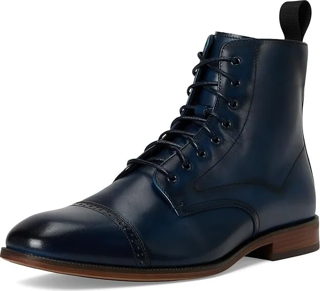 Stacy Adams Henry Cap Toe Lace-Up Boot Men's Boots Navy : 10 M, Leather - Image 5