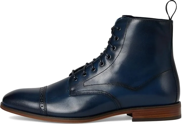 Stacy Adams Henry Cap Toe Lace-Up Boot Men's Boots Navy : 10 M, Leather - Image 6