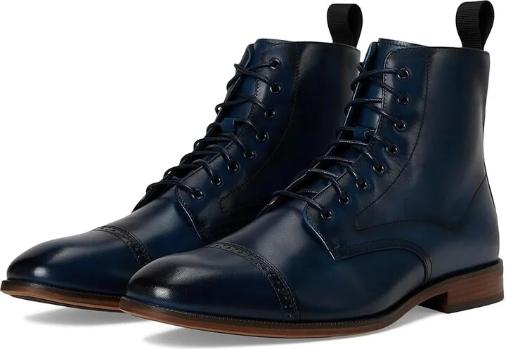 Stacy Adams Henry Cap Toe Lace-Up Boot Men's Boots Navy : 10 M, Leather