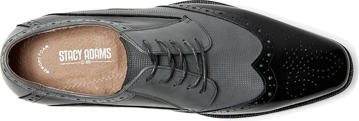 Stacy Adams Ivingale Wing Tip Lace-Up Men's Lace Up Wing Tip Shoes Black/Gray : 9.5 M, Leather - Image 2