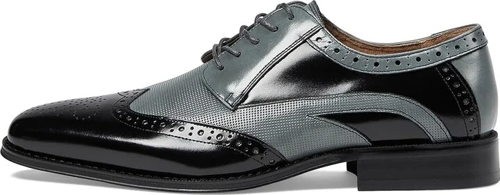 Stacy Adams Ivingale Wing Tip Lace-Up Men's Lace Up Wing Tip Shoes Black/Gray : 9.5 M, Leather - Image 6