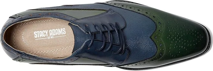 Stacy Adams Ivingale Wing Tip Lace-Up Men's Lace Up Wing Tip Shoes Navy/Green : 9 M, Leather - Image 2