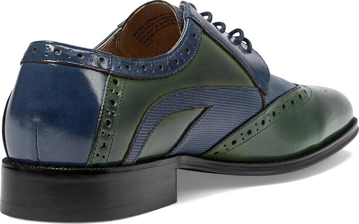 Stacy Adams Ivingale Wing Tip Lace-Up Men's Lace Up Wing Tip Shoes Navy/Green : 9 M, Leather - Image 4