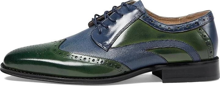 Stacy Adams Ivingale Wing Tip Lace-Up Men's Lace Up Wing Tip Shoes Navy/Green : 9 M, Leather - Image 6
