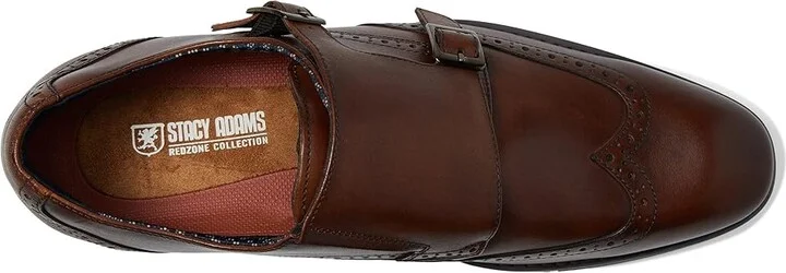 Stacy Adams Karson Wing Tip Double Monk Strap Men's Shoes Cognac : 7 M, Leather - Image 2