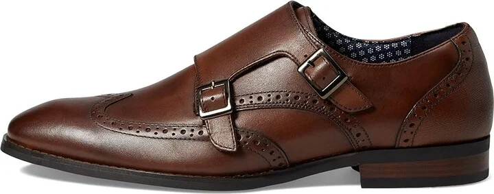 Stacy Adams Karson Wing Tip Double Monk Strap Men's Shoes Cognac : 7 M, Leather - Image 6