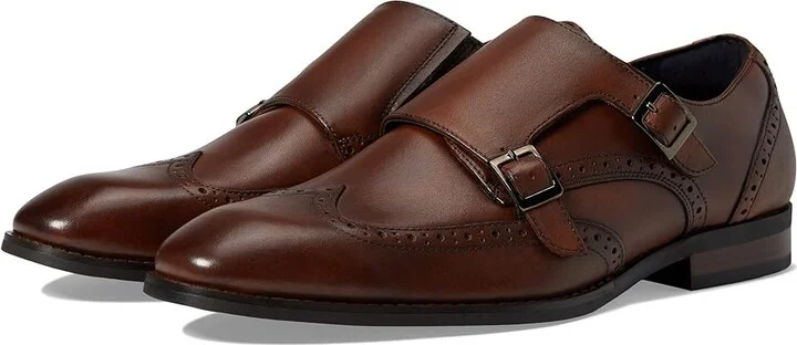 Stacy Adams Karson Wing Tip Double Monk Strap Men's Shoes Cognac : 7 M, Leather