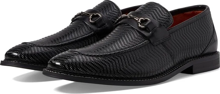 Stacy Adams Madsen Moc Toe Bit Slip-On Men's Lace Up Wing Tip Shoes Black : 7 M, Leather