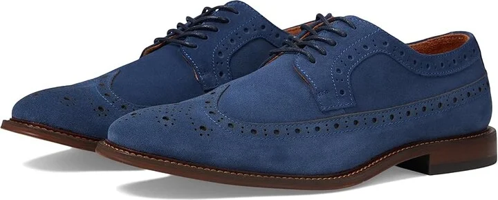 Stacy Adams Marligan Wing Tip Oxford Men's Lace Up Wing Tip Shoes Navy : 12 M, Leather/Rubber/Suede