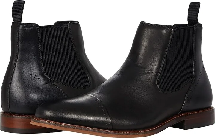 Stacy Adams Maury Cap Toe Chelsea Boot Men's Boots Black : 7 M, Synthetic/Leather