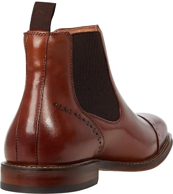 Stacy Adams Maury Cap Toe Chelsea Boot Men's Boots Cognac : 7.5 M, Synthetic/Leather - Image 4
