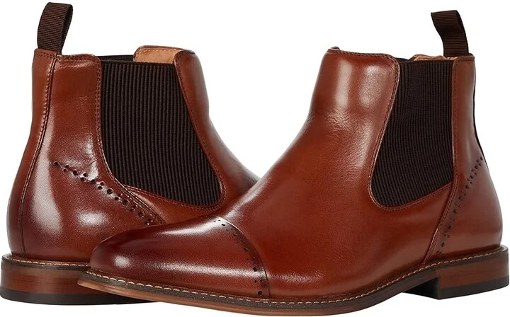 Stacy Adams Maury Cap Toe Chelsea Boot Men's Boots Cognac : 7.5 M, Synthetic/Leather
