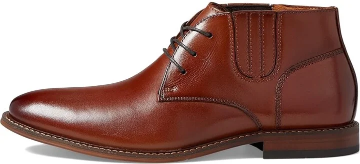 Stacy Adams Maxwell Plain Toe Demi Boot Men's Shoes Cognac : 7.5 M, Textile/Leather - Image 5