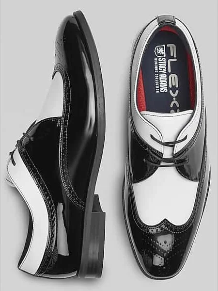 Stacy Adams Men's Dayton II Leather Wingtip Oxfords Black/White