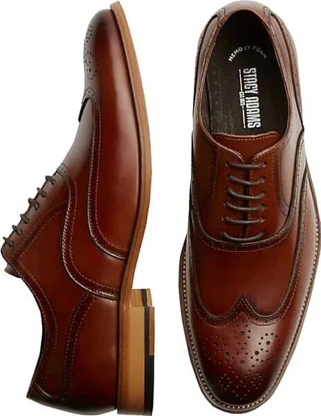 Stacy Adams Men's Dunbar Leather Wingtip Oxfords Tan
