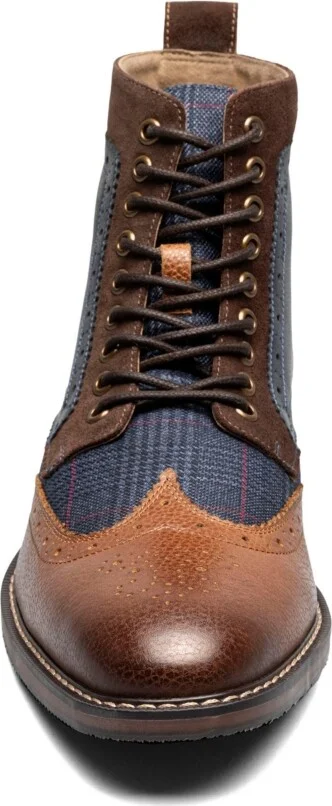 Stacy Adams Men's Finnegan Wingtip Lace Up Boots - Navy/cognac - Image 2