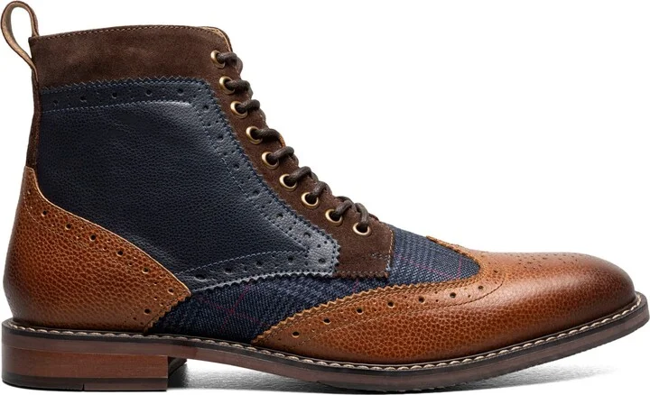 Stacy Adams Men's Finnegan Wingtip Lace Up Boots - Navy/cognac - Image 3