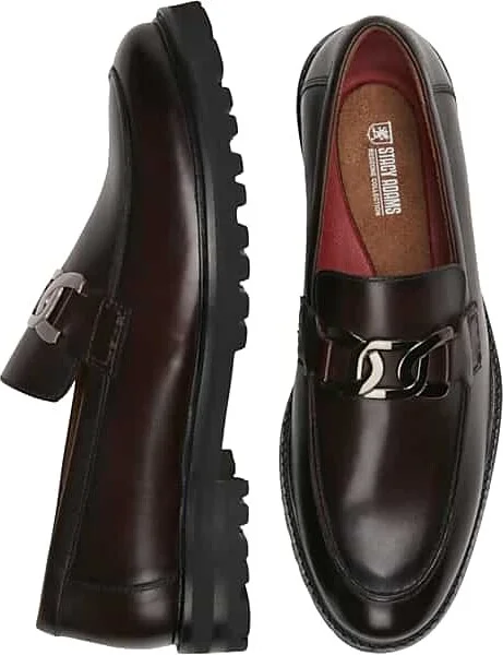 Stacy Adams Men's Hale Leather Bit Moc Toe Loafers Burgundy
