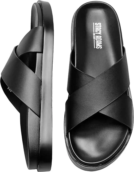 Stacy Adams Men's Montel Criss-Cross Strap Slide Sandals Black