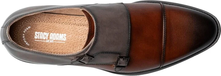 Stacy Adams Men's Raythorne Cap Toe Double Monk Strap Shoes - Brown/gray - Image 6