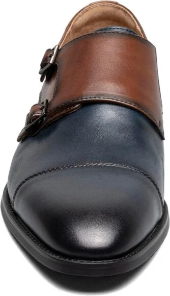 Stacy Adams Men's Raythorne Cap Toe Double Monk Strap Shoes - Brown/gray - Image 7