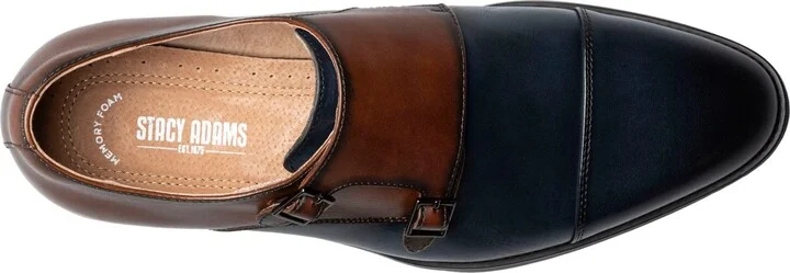 Stacy Adams Men's Raythorne Cap Toe Double Monk Strap Shoes - Brown/gray - Image 11