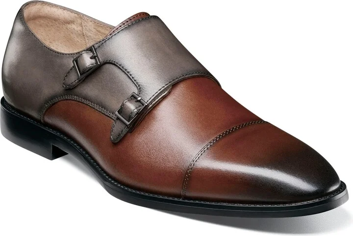 Stacy Adams Men's Raythorne Cap Toe Double Monk Strap Shoes - Brown/gray