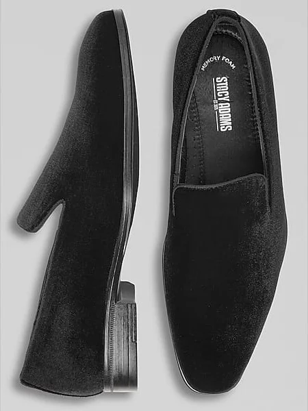 Stacy Adams Men's Savian Plain Toe Velour Formal Loafers Black